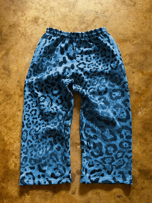 "AQUA" Blue Leopard Sweats
